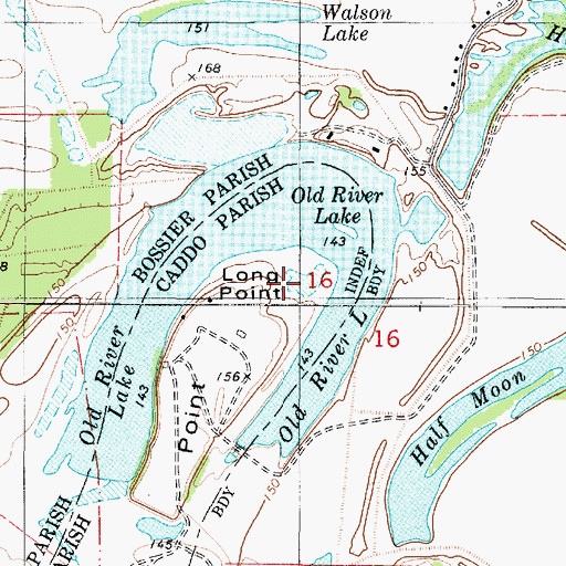 Topographic Map of Long Point, LA
