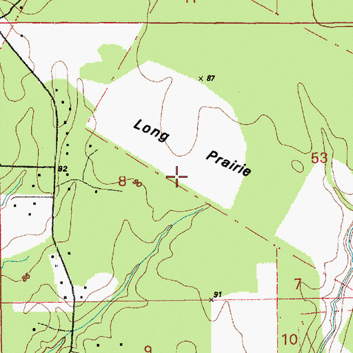 Topographic Map of Long Prairie, LA