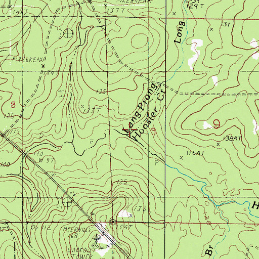 Topographic Map of Long Prong Hoosier Creek, LA