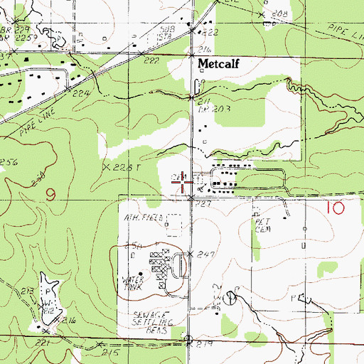 Topographic Map of Long Sycamore School, LA