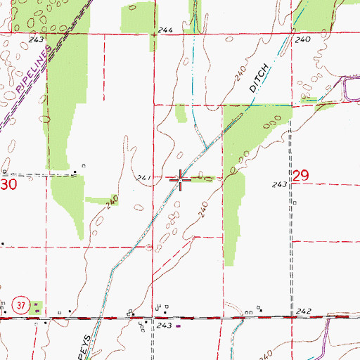 Topographic Map of Pompeys Ditch, AR