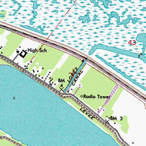 Topographic Map of Lorez Canal, LA