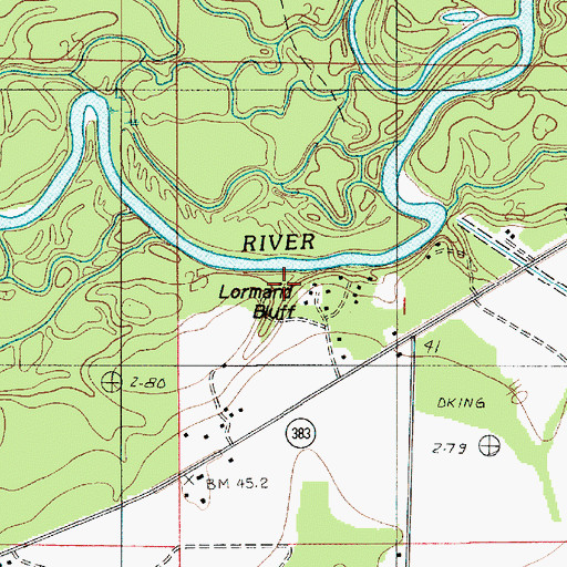 Topographic Map of Lormand Bluff, LA