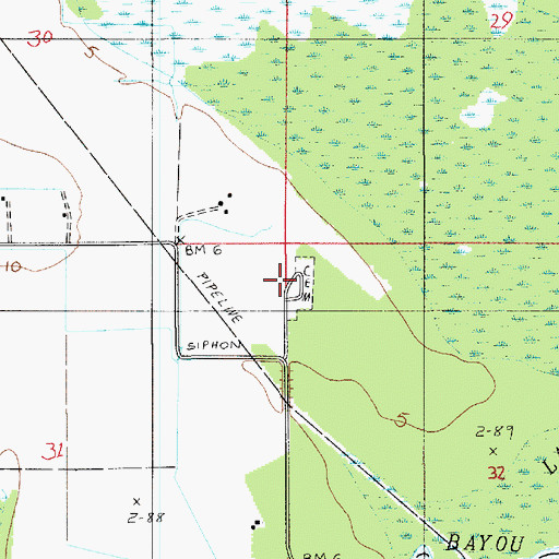 Topographic Map of Lorrain Cemetery, LA