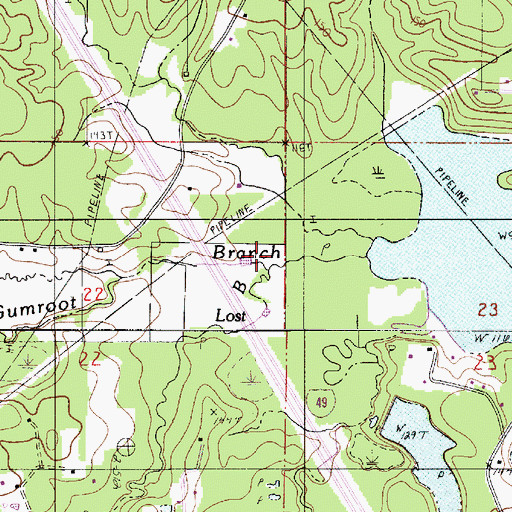 Topographic Map of Lost Bayou, LA