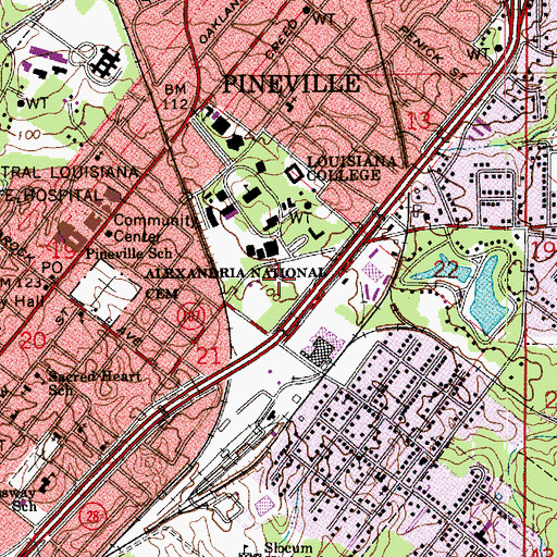 Topographic Map of Louisiana College, LA