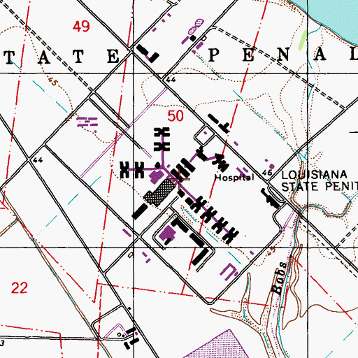 Topographic Map of Louisiana State Penitentiary, LA