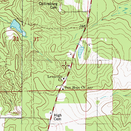 Topographic Map of Louisville School, LA
