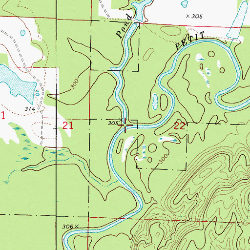Topographic Map of Pond Creek, AR