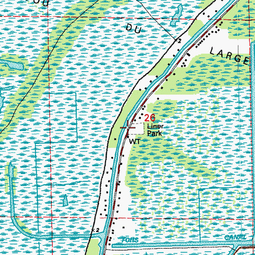 Topographic Map of Lower Bayou du Large School (historical), LA