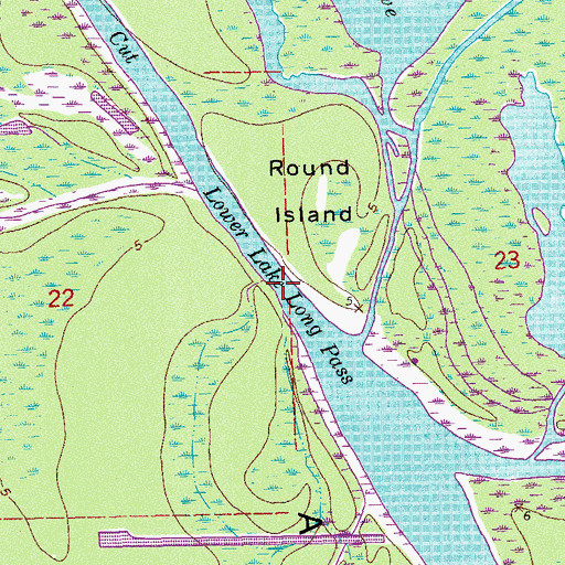 Topographic Map of Lower Lake Long Pass, LA