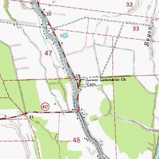 Topographic Map of Lower Latenache Church, LA