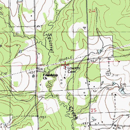 Topographic Map of Lowery Cemetery, LA