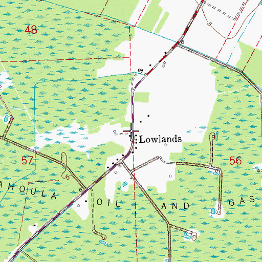 Topographic Map of Lowlands, LA