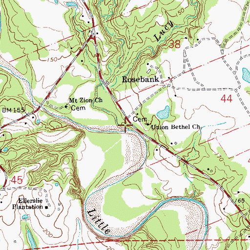 Topographic Map of Lucy Creek, LA