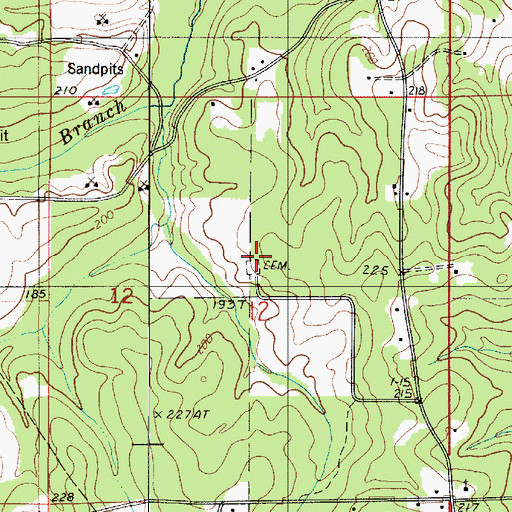 Topographic Map of Luke Cemetery, LA
