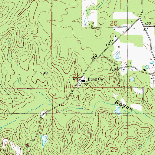 Topographic Map of Luna Church, LA