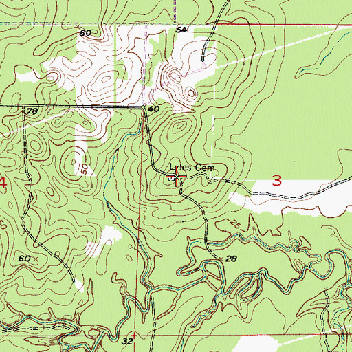 Topographic Map of Lyles Cemetery, LA