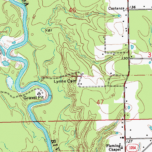 Topographic Map of Lynne Cemetery, LA