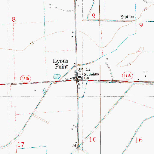 Topographic Map of Lyons Point, LA