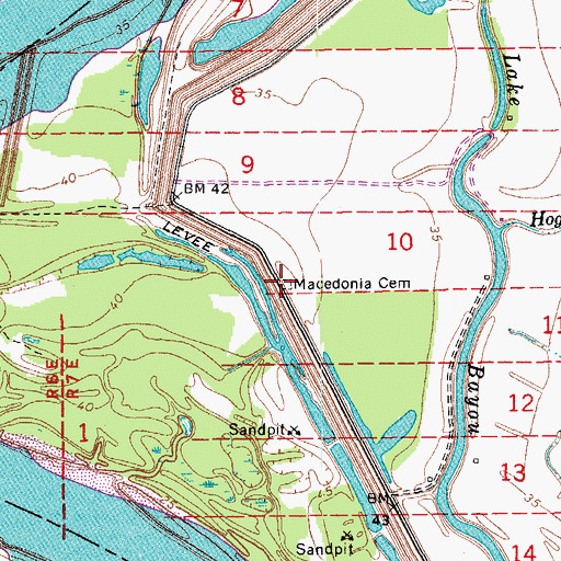 Topographic Map of Macedonia Cemetery, LA