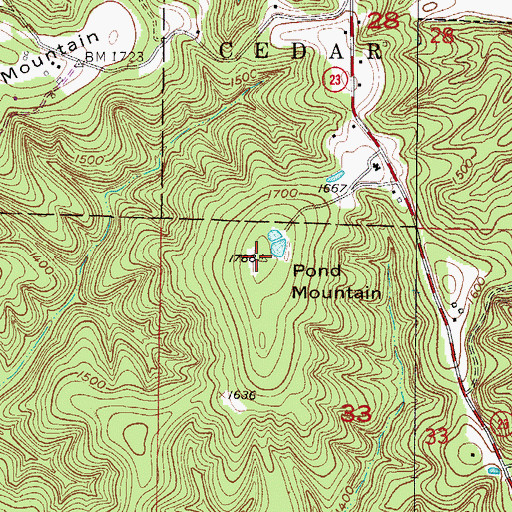 Topographic Map of Pond Mountain, AR