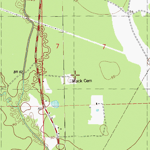 Topographic Map of Mack Cemetery, LA
