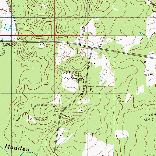 Topographic Map of Madden Church, LA