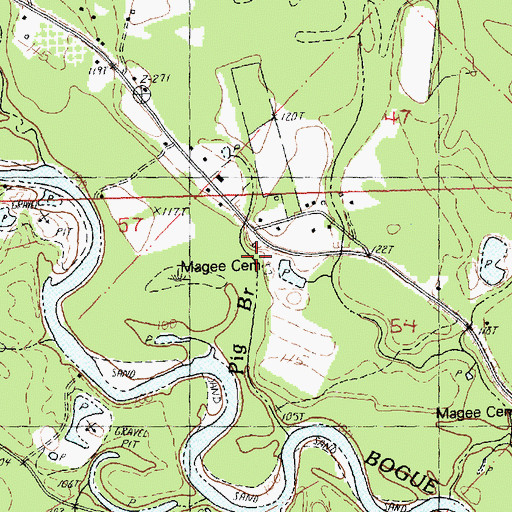 Topographic Map of Magee Cemetery, LA