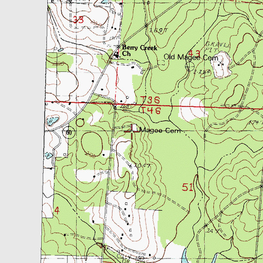 Topographic Map of Magee Cemetery, LA