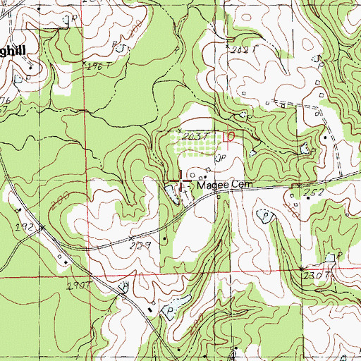 Topographic Map of Magee Cemetery, LA