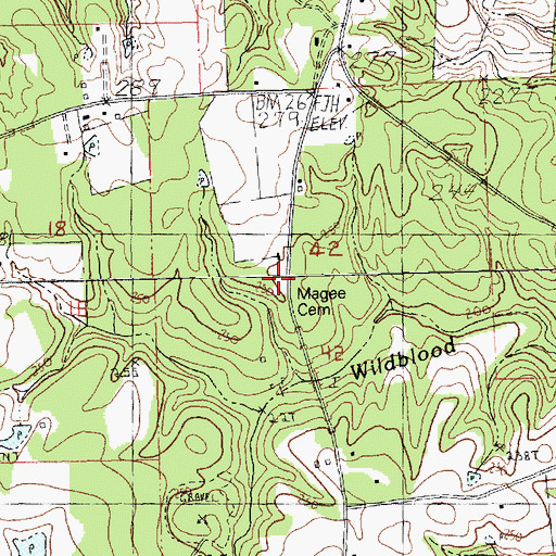Topographic Map of Magee Cemetery, LA