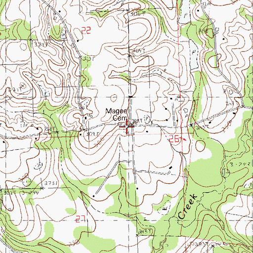Topographic Map of Magee Cemetery, LA