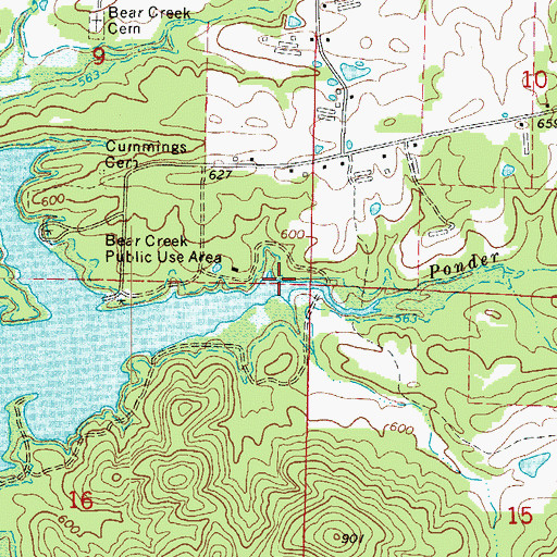 Topographic Map of Ponder Creek, AR