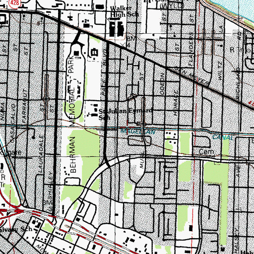 Topographic Map of Magellan Canal, LA