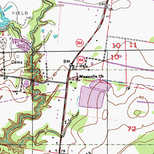 Topographic Map of Magnolia Church, LA