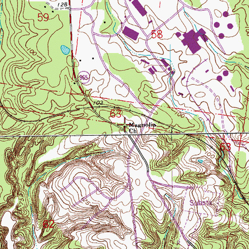 Topographic Map of Magnolia Church, LA