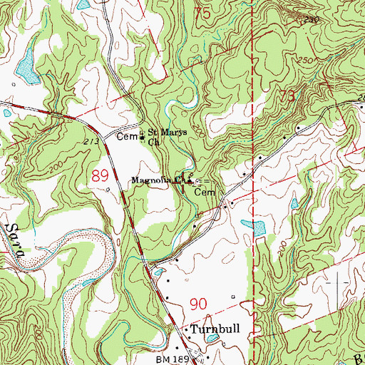 Topographic Map of Magnolia Church, LA