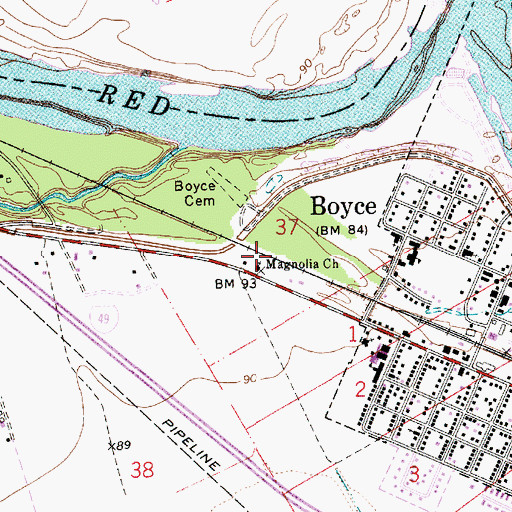 Topographic Map of Magnolia Church, LA
