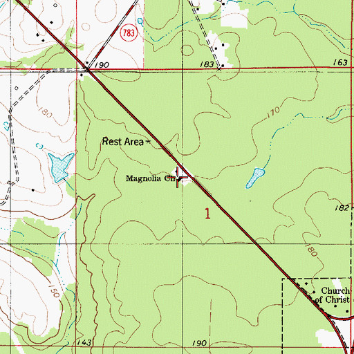 Topographic Map of Magnolia Church, LA
