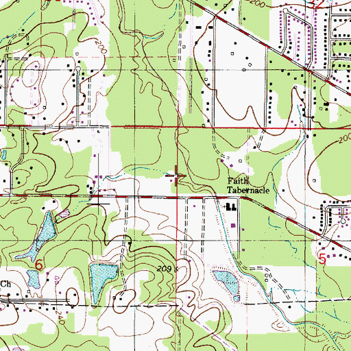 Topographic Map of Mahlin Bayou, LA