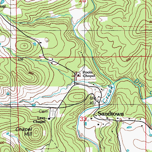 Topographic Map of Pool Chapel, AR