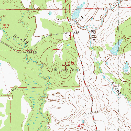 Topographic Map of Mahoney Cemetery, LA