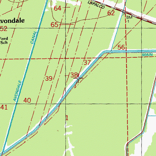 Topographic Map of Main Canal, LA