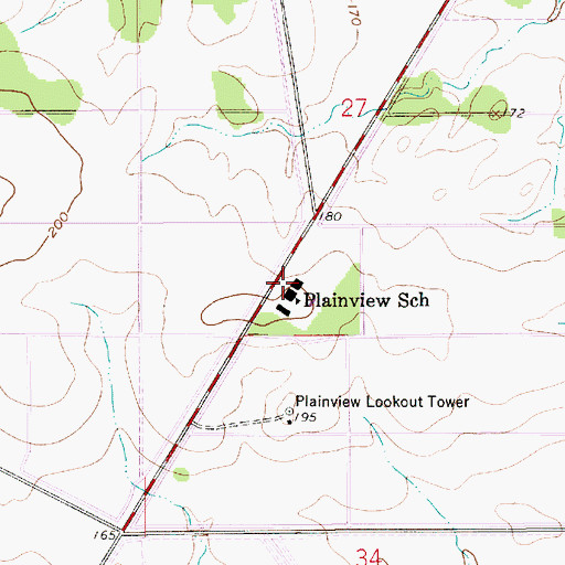 Topographic Map of Mainview School, LA