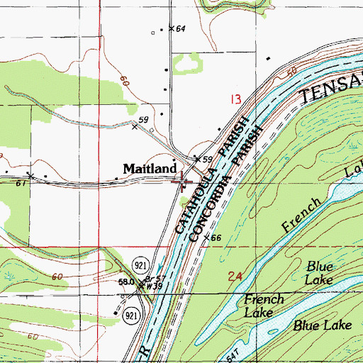 Topographic Map of Maitland Church, LA