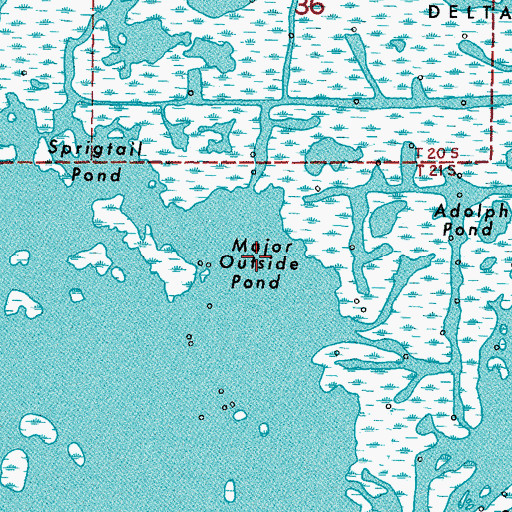Topographic Map of Major Outside Pond, LA
