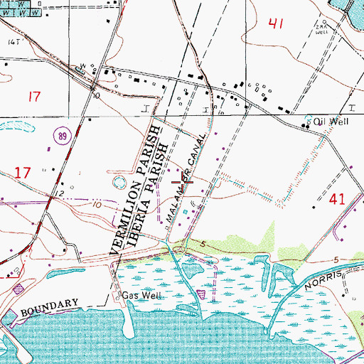 Topographic Map of Malam Branch Canal, LA