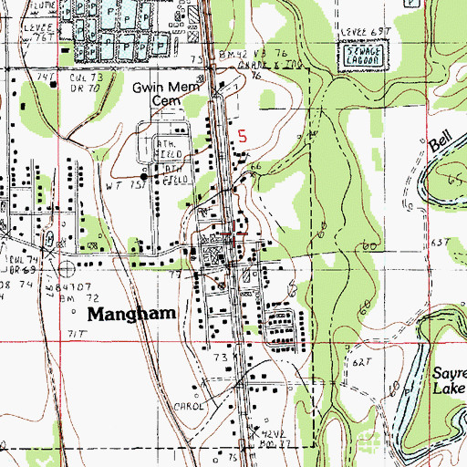 Topographic Map of Mangham, LA