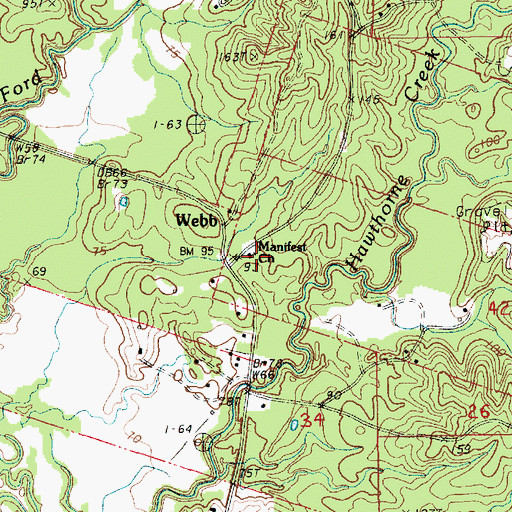 Topographic Map of Manifest Church, LA